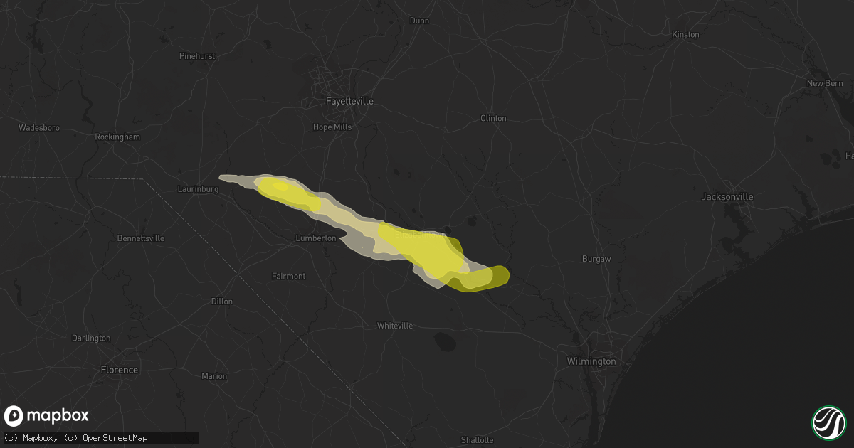 Hail map in Elizabethtown, NC on March 18, 2017