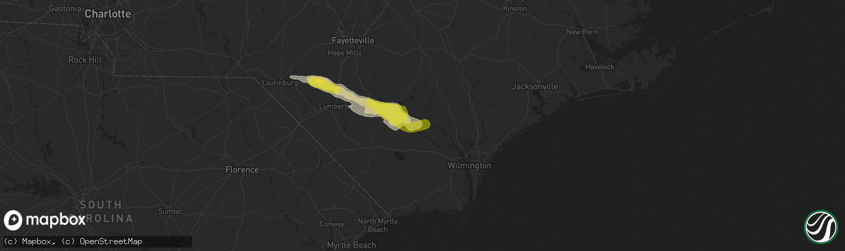Hail map in Kelly, NC on March 18, 2017