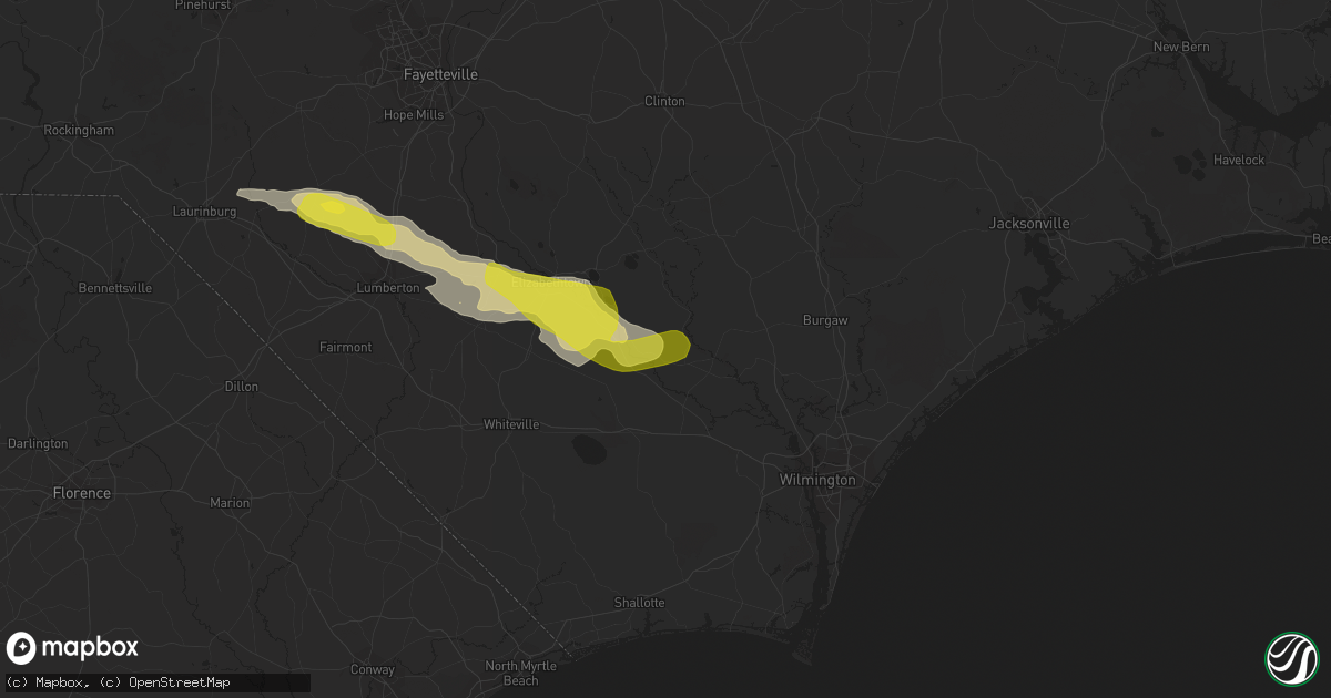 Hail map in Kelly, NC on March 18, 2017