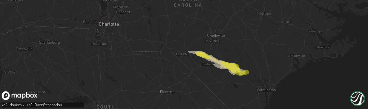 Hail map in Laurinburg, NC on March 18, 2017