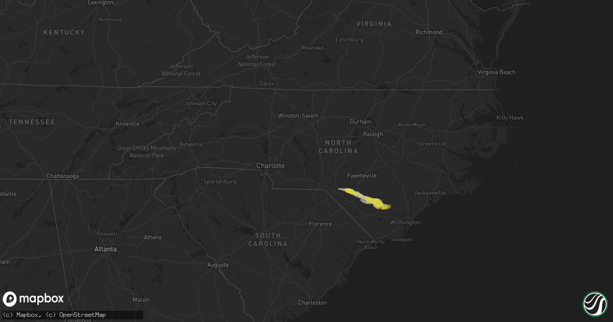 Hail map in North Carolina on March 18, 2017