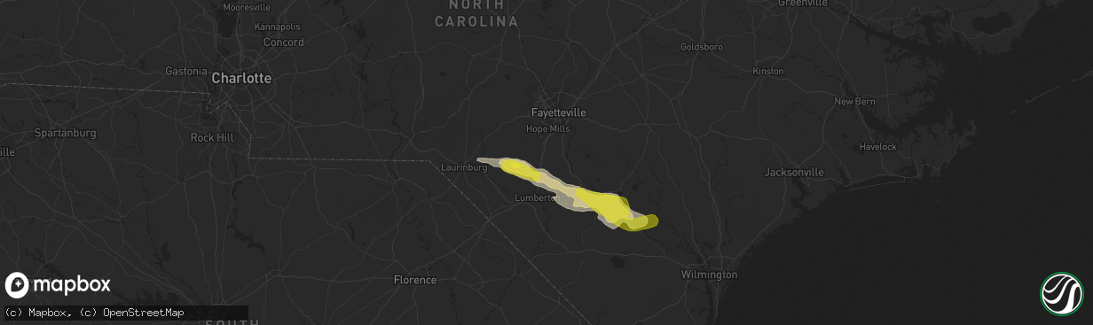 Hail map in Saint Pauls, NC on March 18, 2017