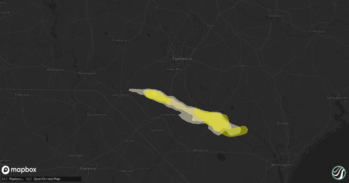Hail map in Saint Pauls, NC on March 18, 2017