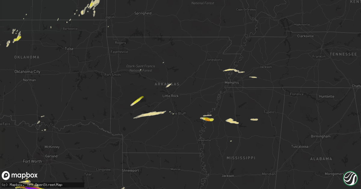 Hail map in Arkansas on March 18, 2018