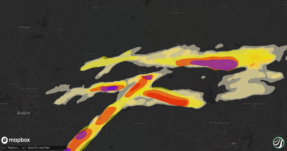 Hail map in Bryan, TX on March 18, 2018
