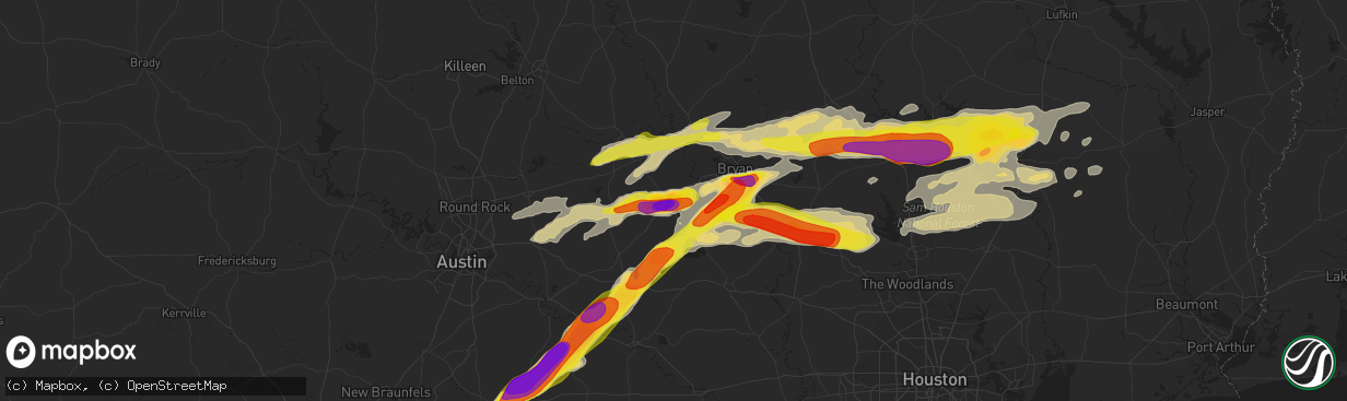 Hail map in Caldwell, TX on March 18, 2018