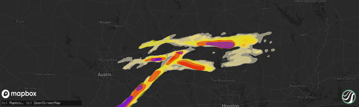 Hail map in College Station, TX on March 18, 2018