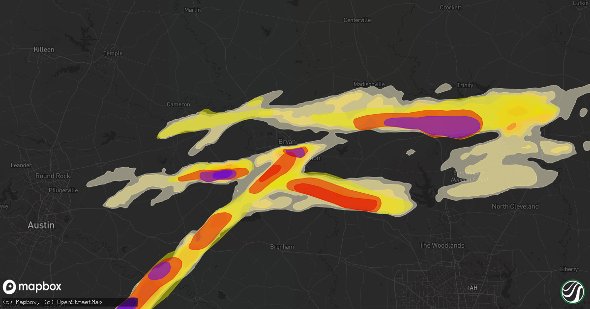 Hail map in College Station, TX on March 18, 2018