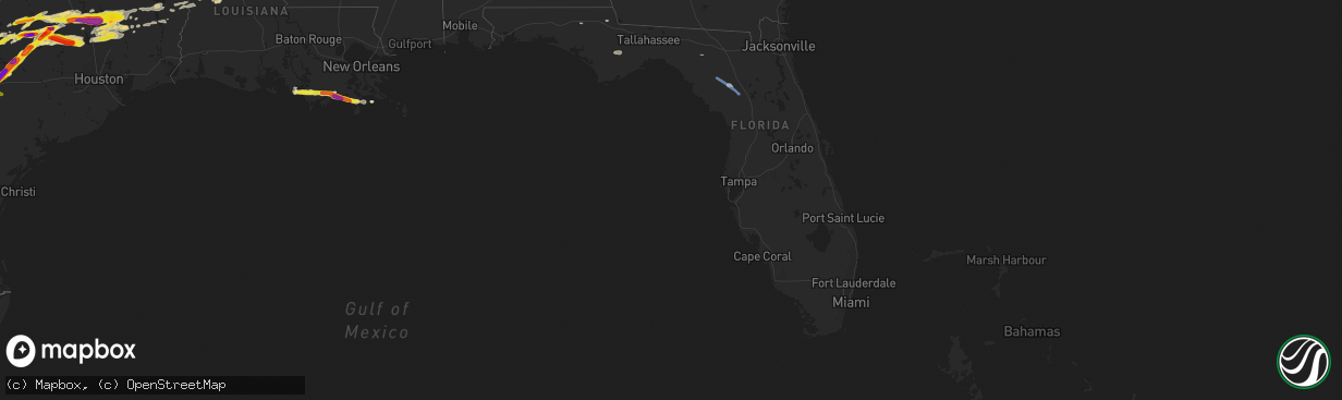 Hail map in Florida on March 18, 2018