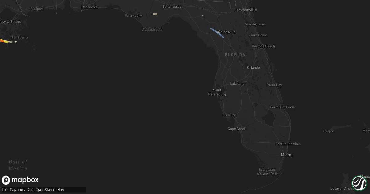 Hail map in Florida on March 18, 2018