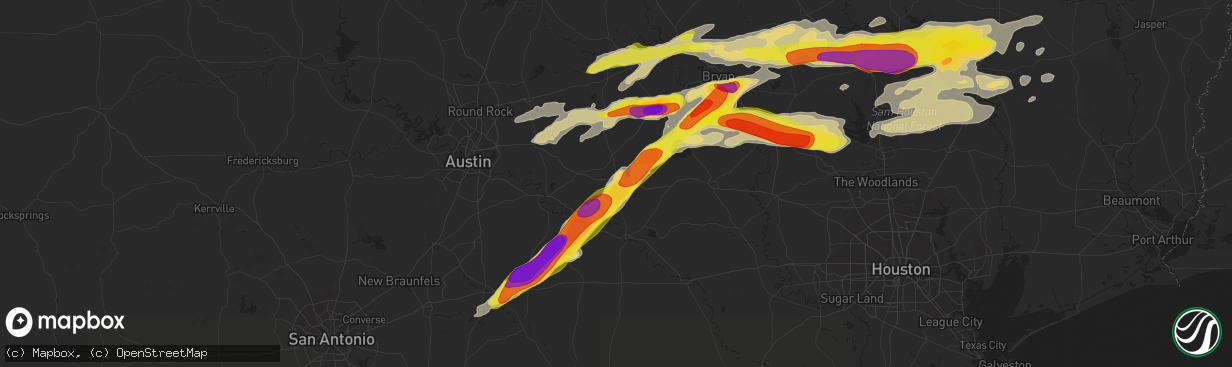 Hail map in Giddings, TX on March 18, 2018