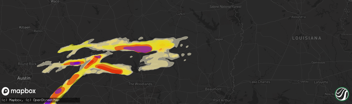 Hail map in Livingston, TX on March 18, 2018