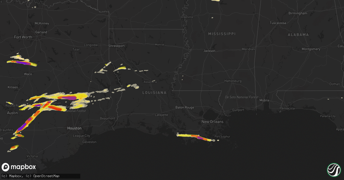 Hail map in Louisiana on March 18, 2018