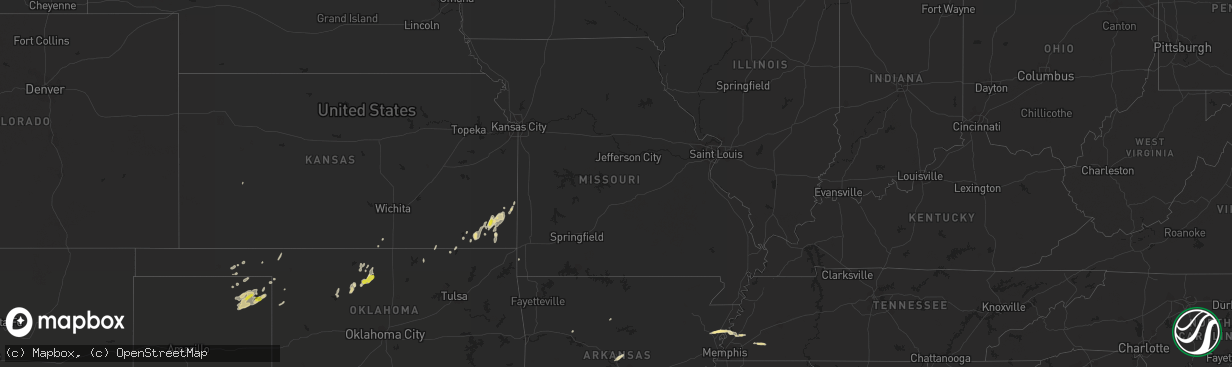 Hail map in Missouri on March 18, 2018