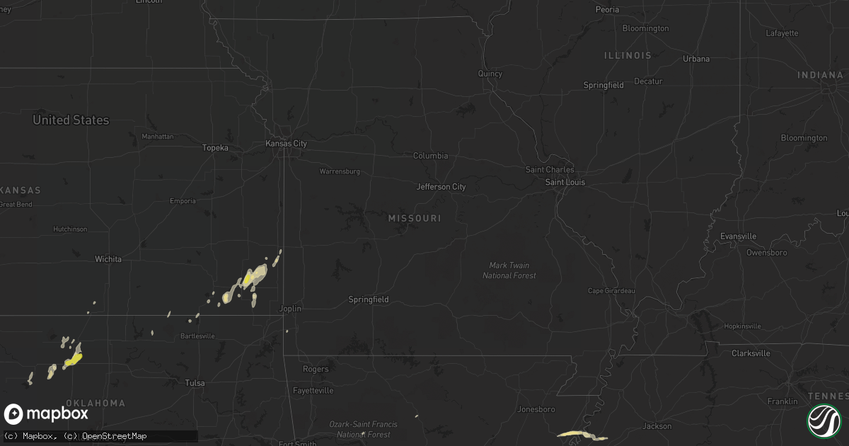 Hail map in Missouri on March 18, 2018