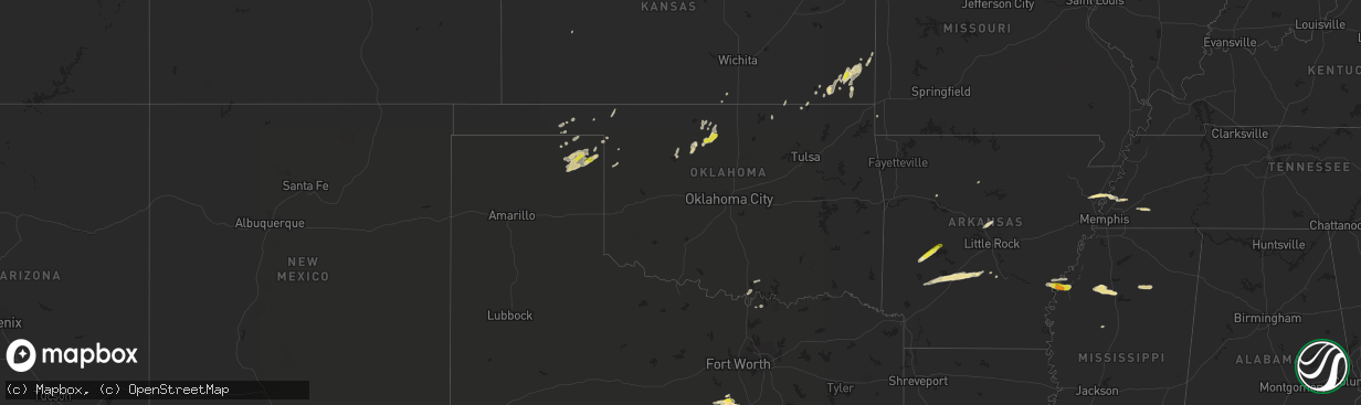 Hail map in Oklahoma on March 18, 2018