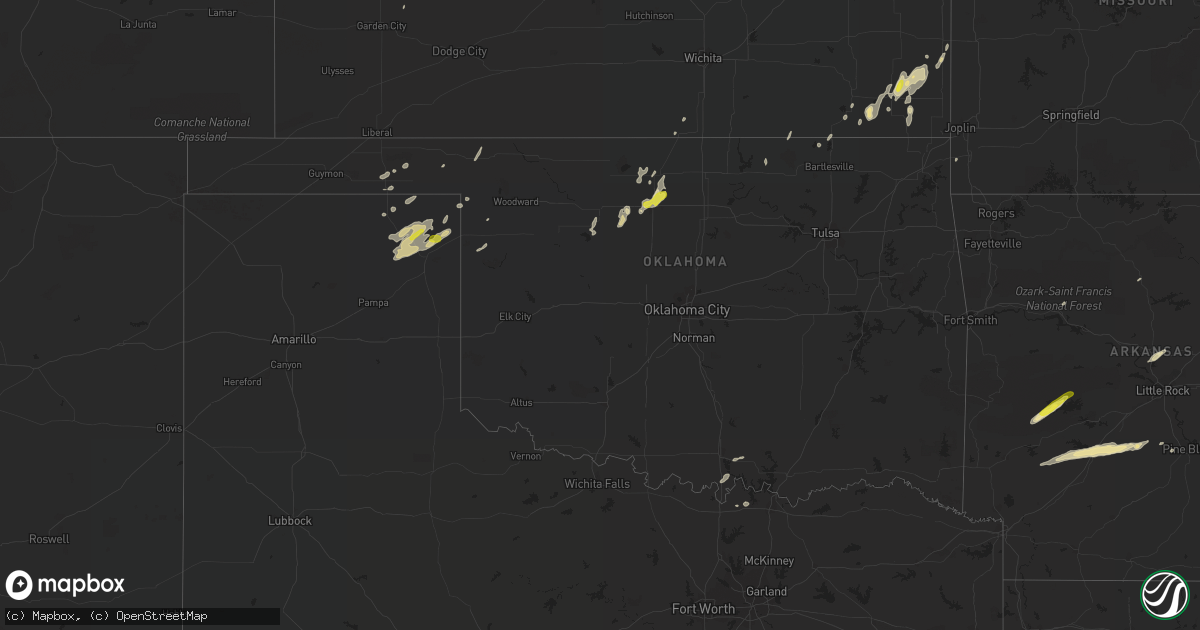 Hail map in Oklahoma on March 18, 2018