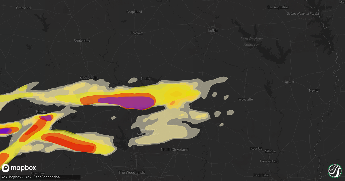 Hail map in Onalaska, TX on March 18, 2018