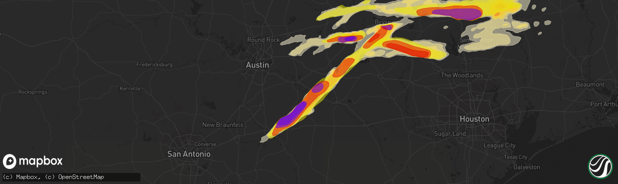 Hail map in Smithville, TX on March 18, 2018