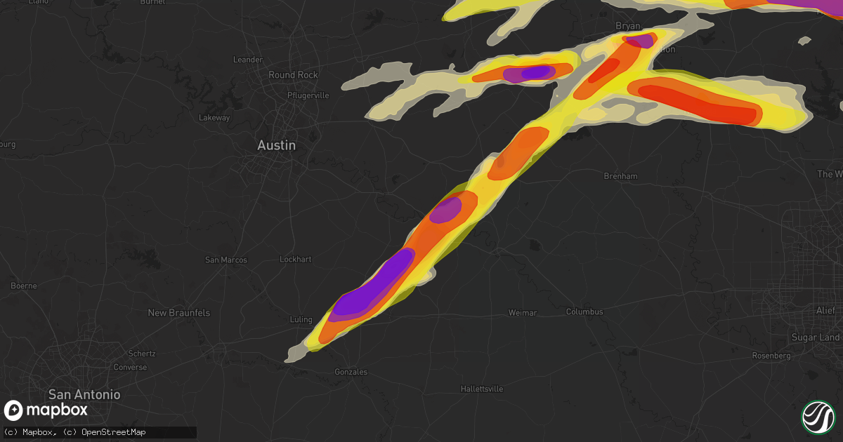 Hail map in Smithville, TX on March 18, 2018
