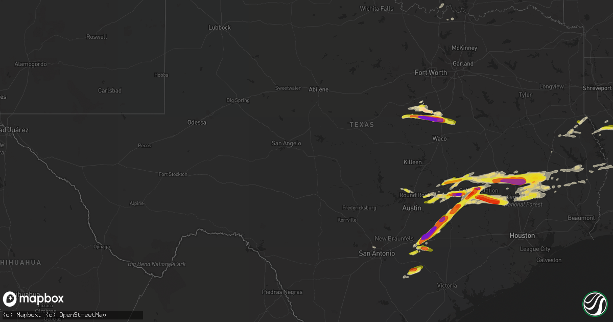 Hail map in Texas on March 18, 2018