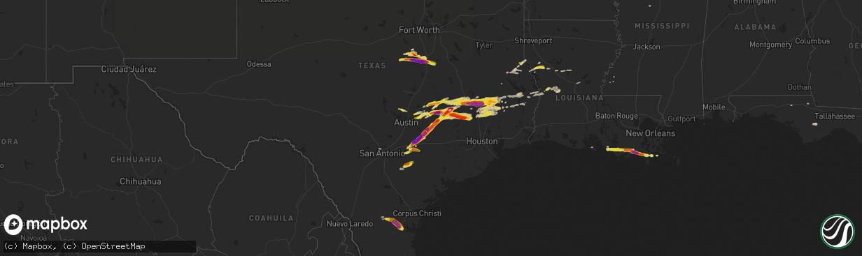 Hail map on March 18, 2018