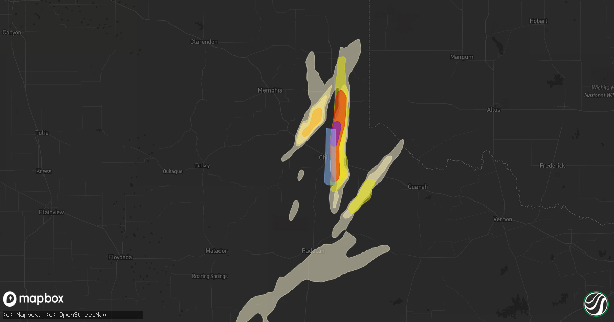 Hail map in Childress, TX on March 18, 2020