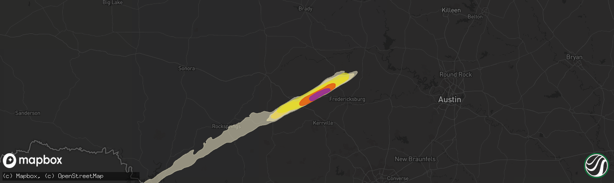 Hail map in Harper, TX on March 18, 2020