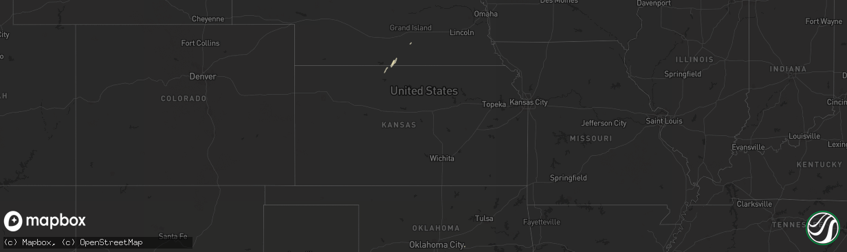 Hail map in Kansas on March 18, 2020