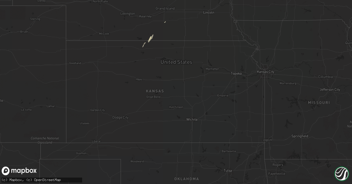 Hail map in Kansas on March 18, 2020