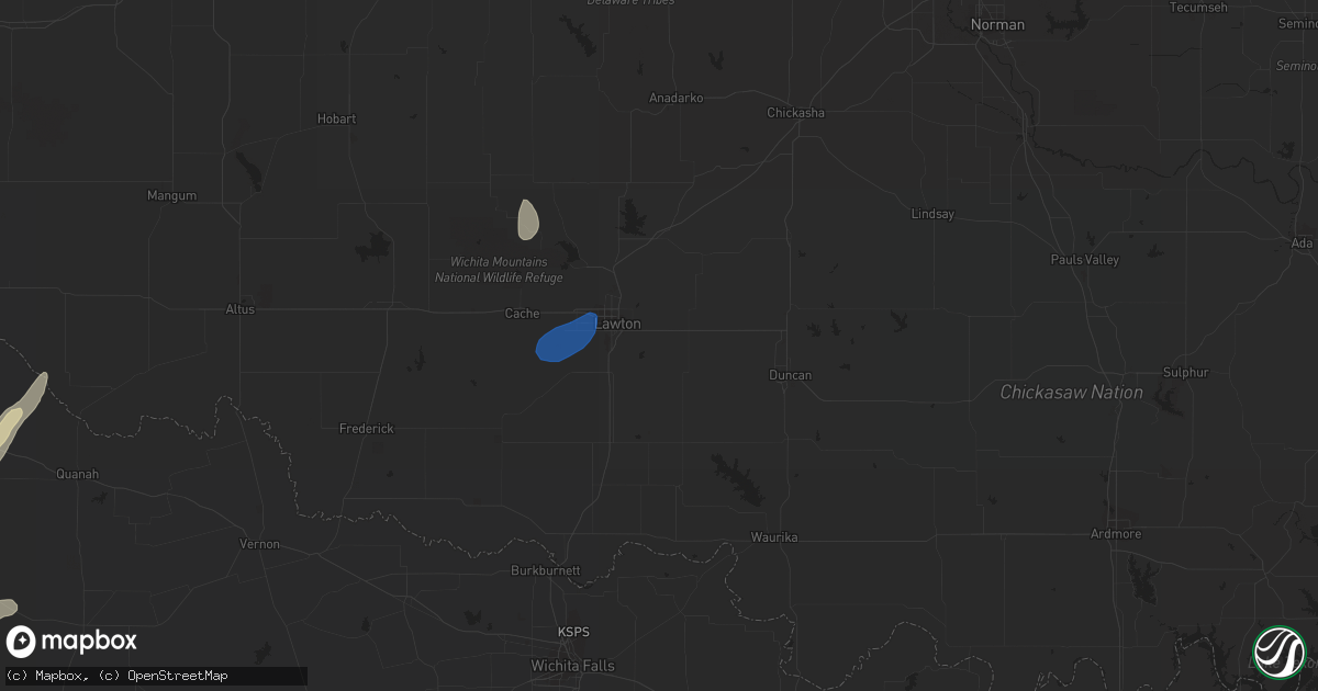 Hail map in Lawton, OK on March 18, 2020