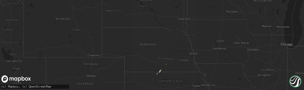 Hail map in Nebraska on March 18, 2020