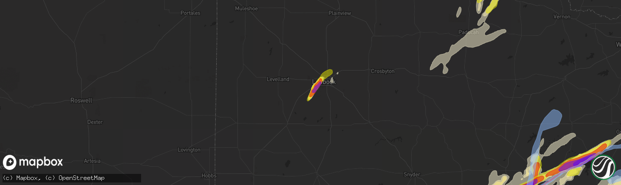 Hail map in Wolfforth, TX on March 18, 2020