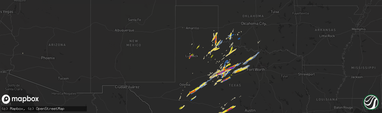 Hail map on March 18, 2020