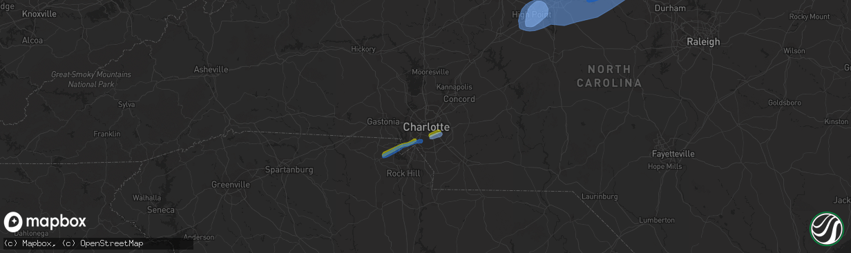 Hail map in Charlotte, NC on March 18, 2021