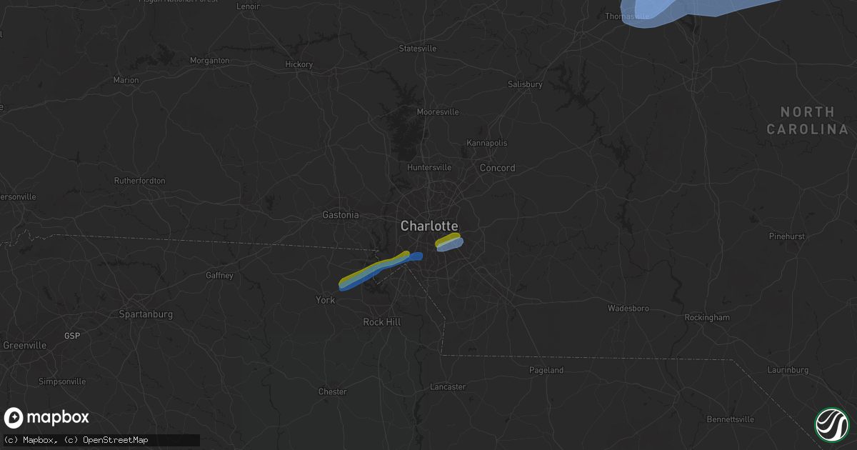 Hail map in Charlotte, NC on March 18, 2021