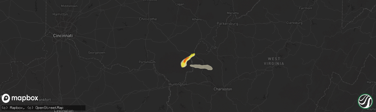 Hail map in Gallipolis, OH on March 18, 2021