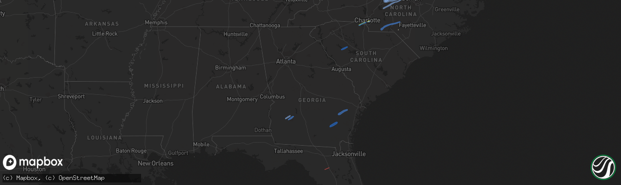 Hail map in Georgia on March 18, 2021