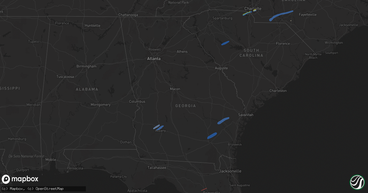 Hail map in Georgia on March 18, 2021