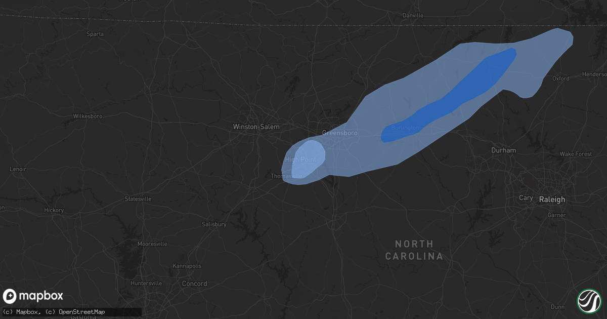 Hail map in High Point, NC on March 18, 2021