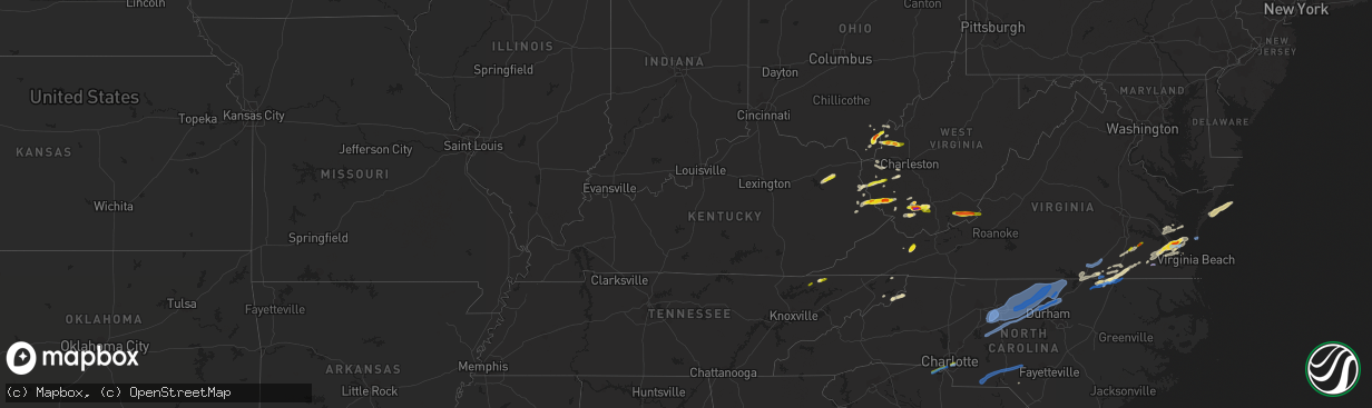 Hail map in Kentucky on March 18, 2021