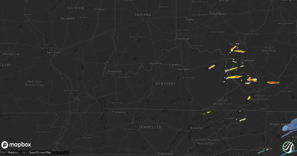 Hail map in Kentucky on March 18, 2021
