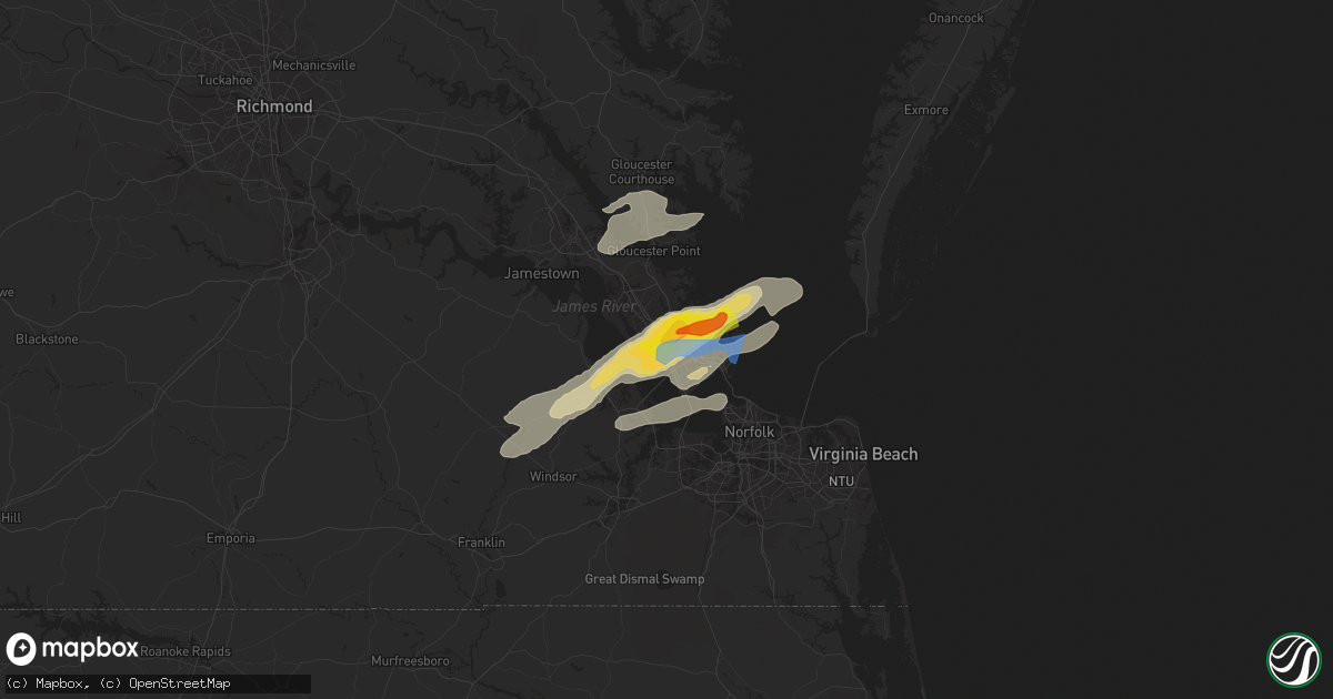 Hail map in Newport News, VA on March 18, 2021