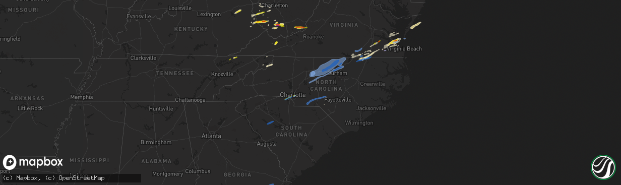 Hail map in North Carolina on March 18, 2021