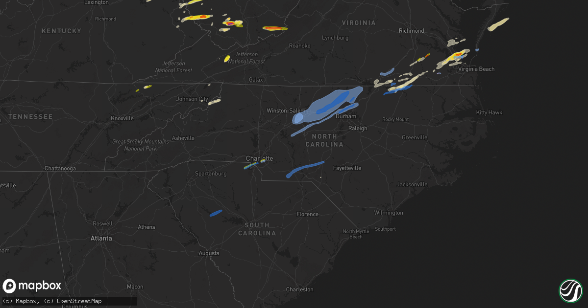 Hail map in North Carolina on March 18, 2021