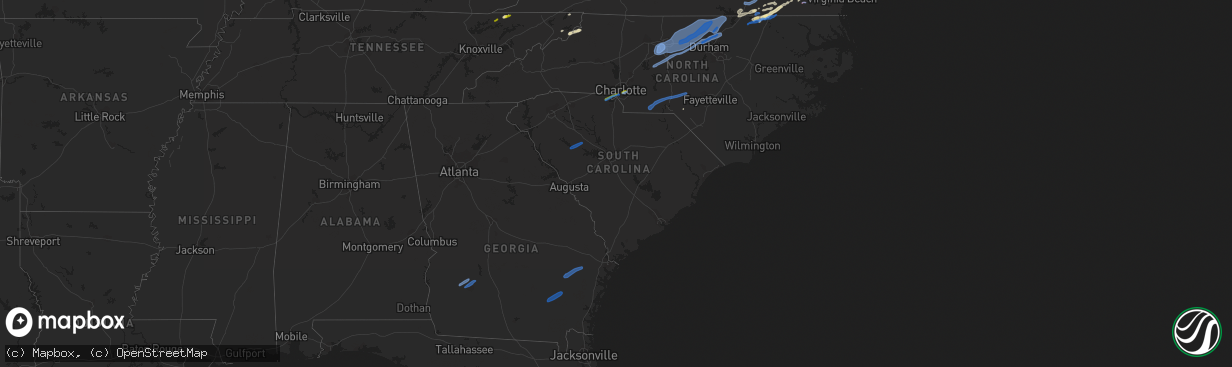 Hail map in South Carolina on March 18, 2021