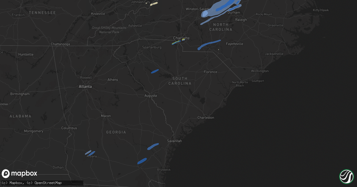 Hail map in South Carolina on March 18, 2021