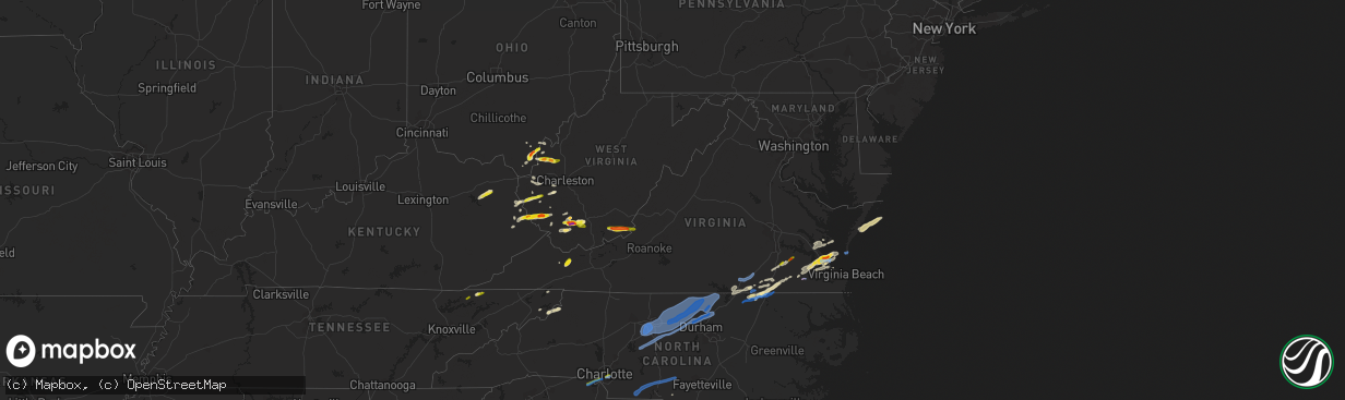 Hail map in Virginia on March 18, 2021