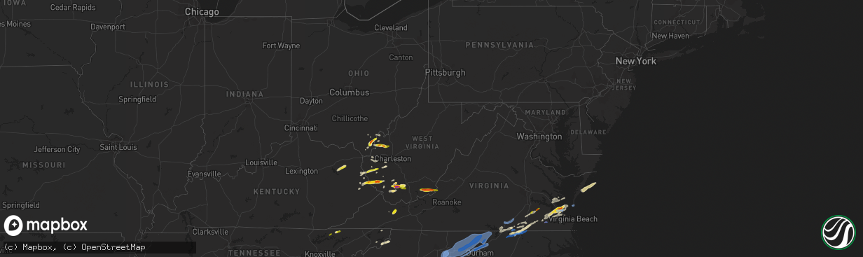 Hail map in West Virginia on March 18, 2021