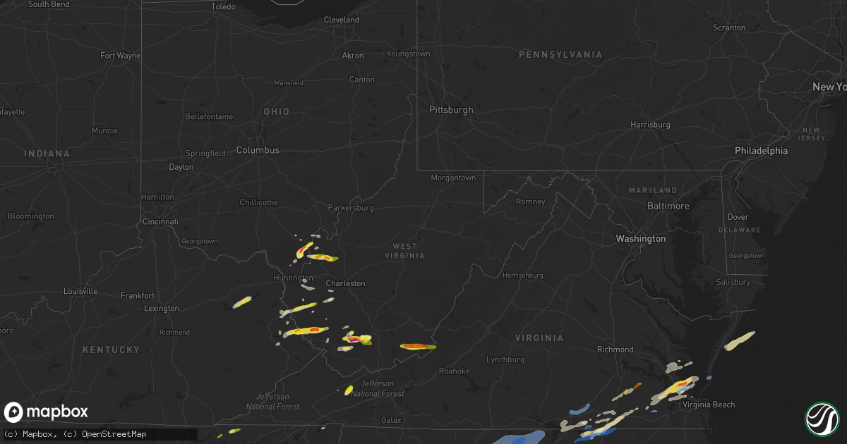 Hail map in West Virginia on March 18, 2021